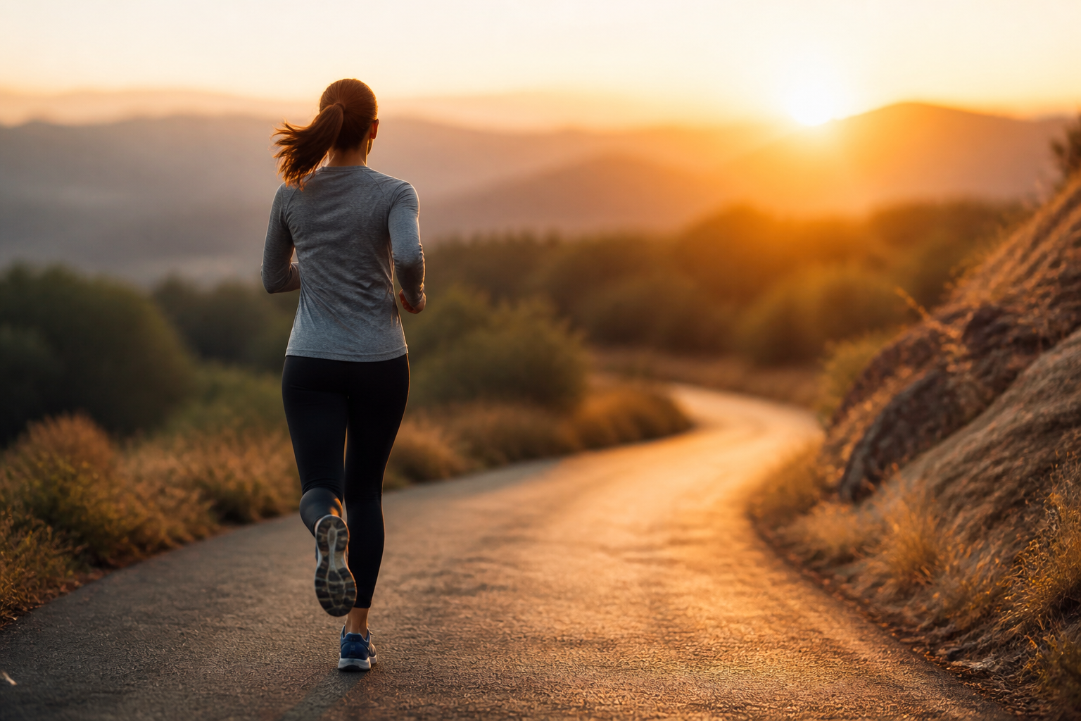 Runner on a path at sunrise, illustrating pace and training.